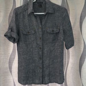 E-col-o-gie button down linen blouse